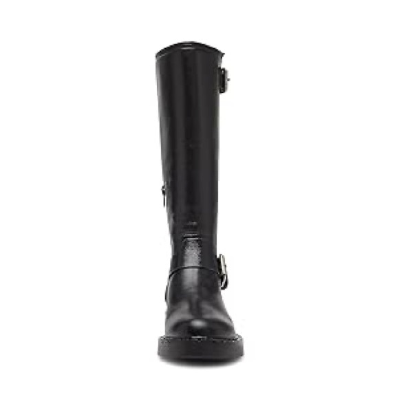 New Steve Madden Erma Black Leather Tall Boots Size 7 M - Picture 3 of 7